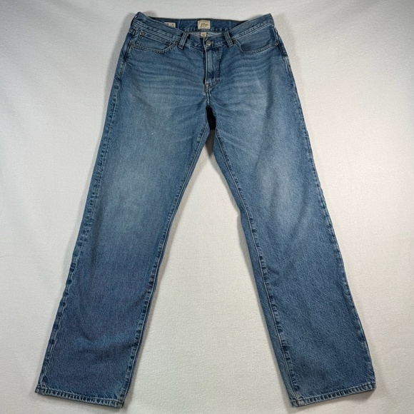 J Crew Jeans Mens 34x34 Blue Classic Relaxed Straight Mid Rise Medium Wash - Picture 1 of 13